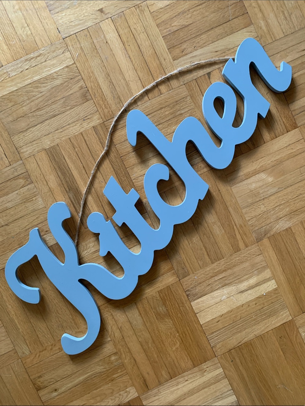 Hanging Kitchen Decor - Wood - Painted Sky Blue (Re-Paint if you wish!)